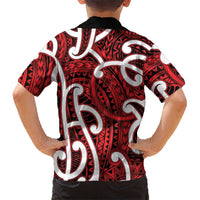 Aotearoa Maori Kowhaiwhai Family Matching Puletasi and Hawaiian Shirt Whero Puhoro and Patiki