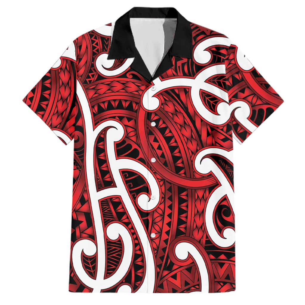Aotearoa Maori Kowhaiwhai Family Matching Puletasi and Hawaiian Shirt Whero Puhoro and Patiki