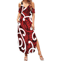 Aotearoa Maori Kowhaiwhai Family Matching Summer Maxi Dress and Hawaiian Shirt Whero Puhoro and Patiki