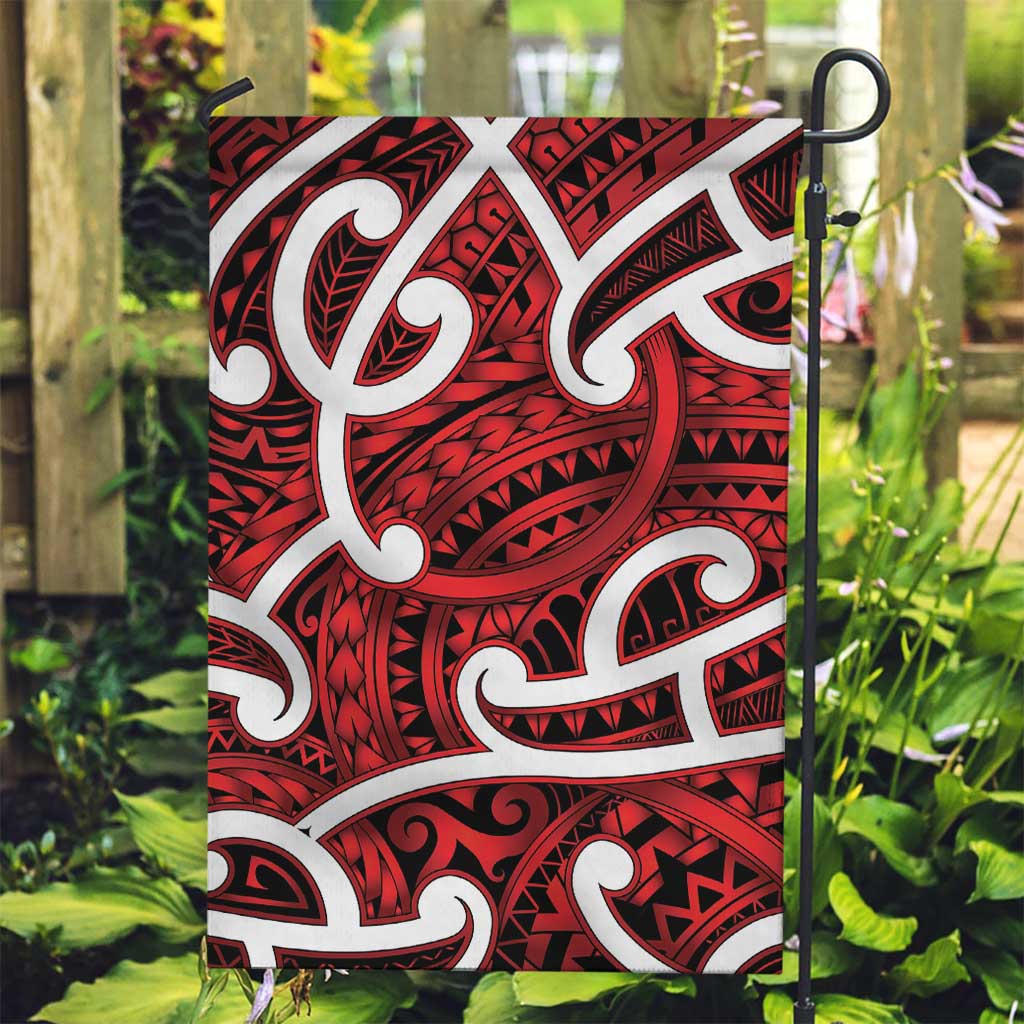 Aotearoa Maori Kowhaiwhai Garden Flag Whero Puhoro and Patiki LT9 Garden Flag Red - Polynesian Pride