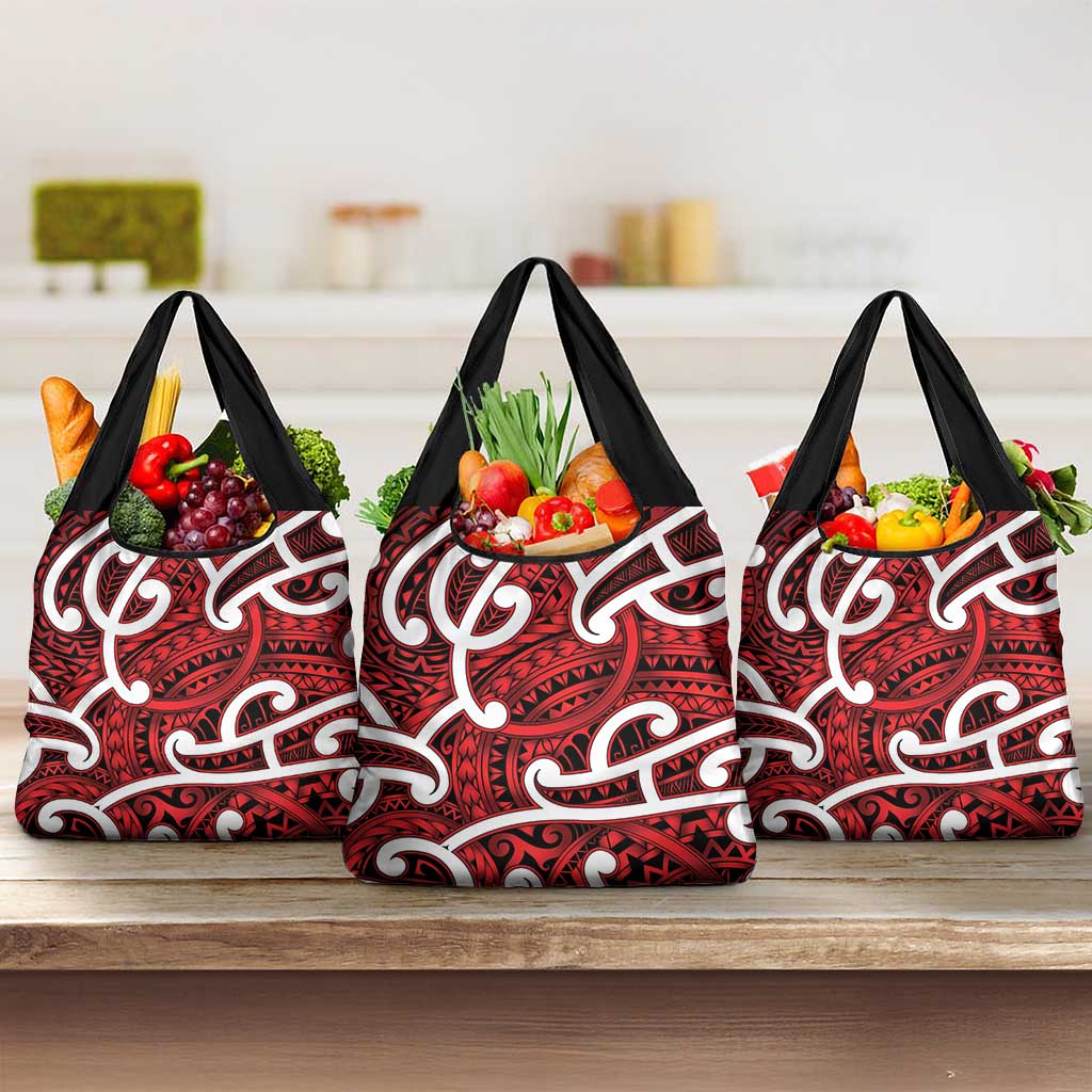 Aotearoa Maori Kowhaiwhai Grocery Bag Whero Puhoro and Patiki