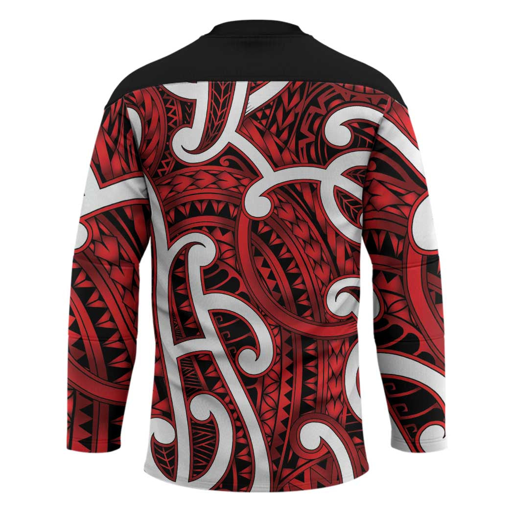 Aotearoa Maori Kowhaiwhai Hockey Jersey Whero Puhoro and Patiki LT9 - Polynesian Pride