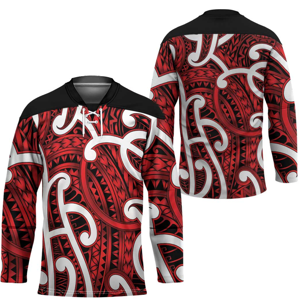 Aotearoa Maori Kowhaiwhai Hockey Jersey Whero Puhoro and Patiki LT9 - Polynesian Pride