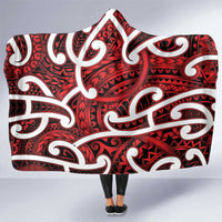 Aotearoa Maori Kowhaiwhai Hooded Blanket Whero Puhoro and Patiki LT9 One Size Red - Polynesian Pride
