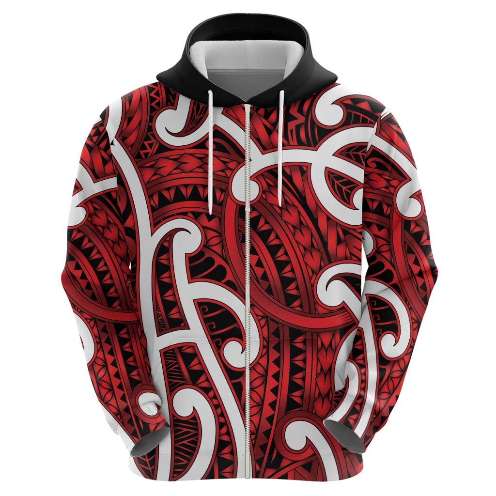 Aotearoa Maori Kowhaiwhai Hoodie Whero Puhoro and Patiki LT9 - Polynesian Pride