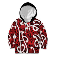 Aotearoa Maori Kowhaiwhai Kid Hoodie Whero Puhoro and Patiki LT9 Hoodie Red - Polynesian Pride