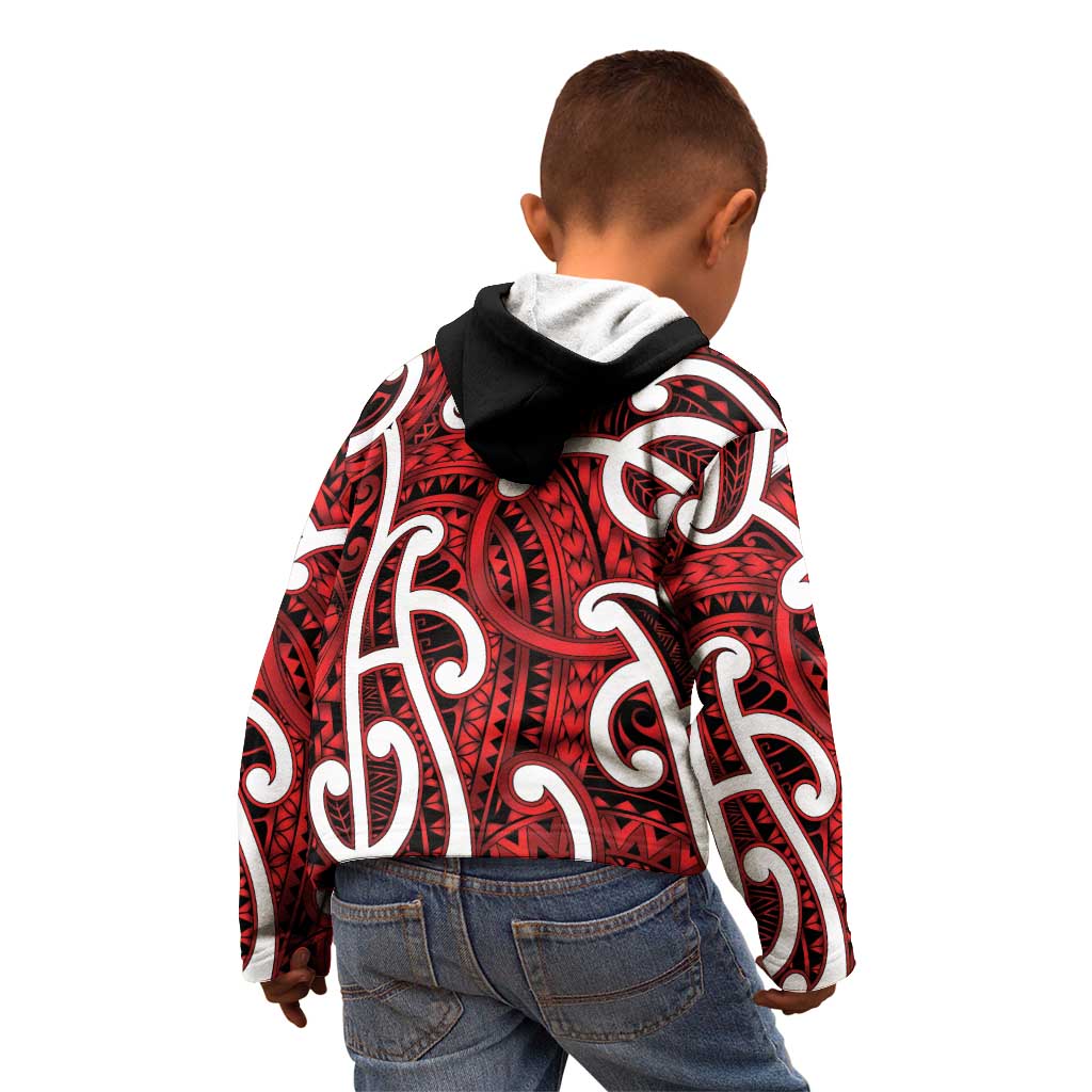 Aotearoa Maori Kowhaiwhai Kid Hoodie Whero Puhoro and Patiki LT9 - Polynesian Pride