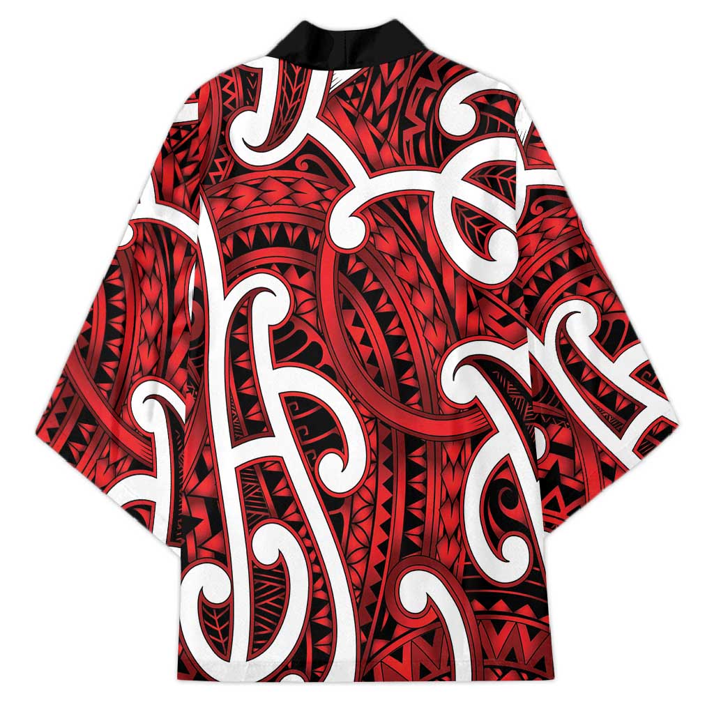 Aotearoa Maori Kowhaiwhai Kimono Whero Puhoro and Patiki LT9 - Polynesian Pride