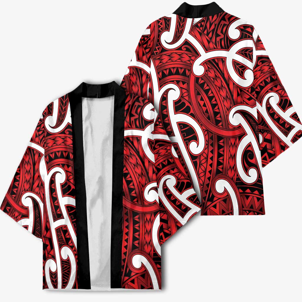 Aotearoa Maori Kowhaiwhai Kimono Whero Puhoro and Patiki LT9 - Polynesian Pride