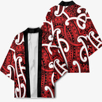 Aotearoa Maori Kowhaiwhai Kimono Whero Puhoro and Patiki LT9 - Polynesian Pride