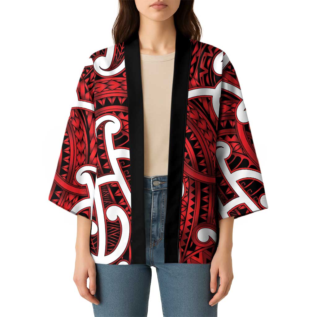 Aotearoa Maori Kowhaiwhai Kimono Whero Puhoro and Patiki LT9 - Polynesian Pride