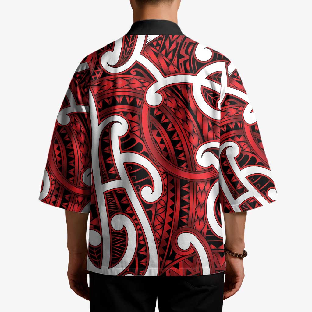 Aotearoa Maori Kowhaiwhai Kimono Whero Puhoro and Patiki LT9 - Polynesian Pride