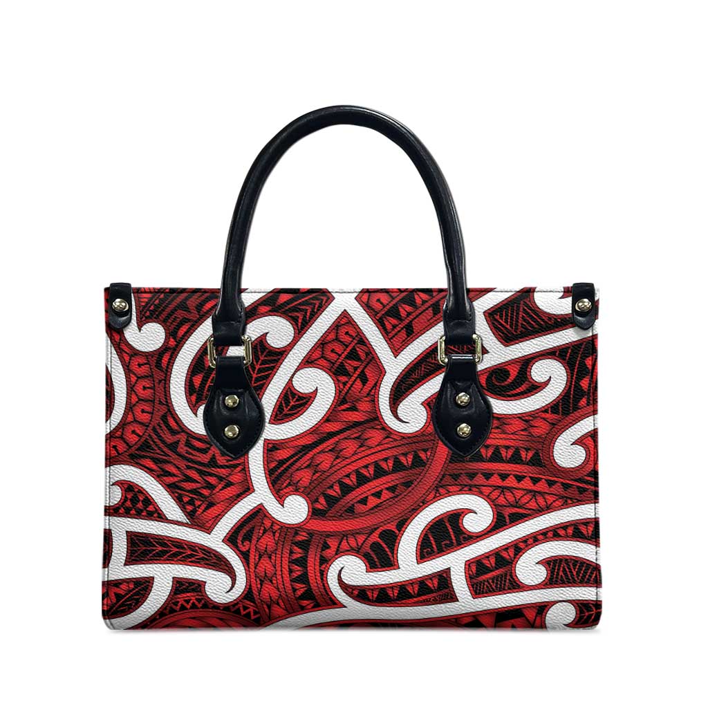 Aotearoa Maori Kowhaiwhai Leather Bag Whero Puhoro and Patiki LT9 - Polynesian Pride