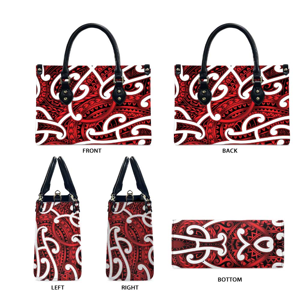 Aotearoa Maori Kowhaiwhai Leather Bag Whero Puhoro and Patiki LT9 - Polynesian Pride