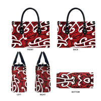 Aotearoa Maori Kowhaiwhai Leather Bag Whero Puhoro and Patiki LT9 - Polynesian Pride