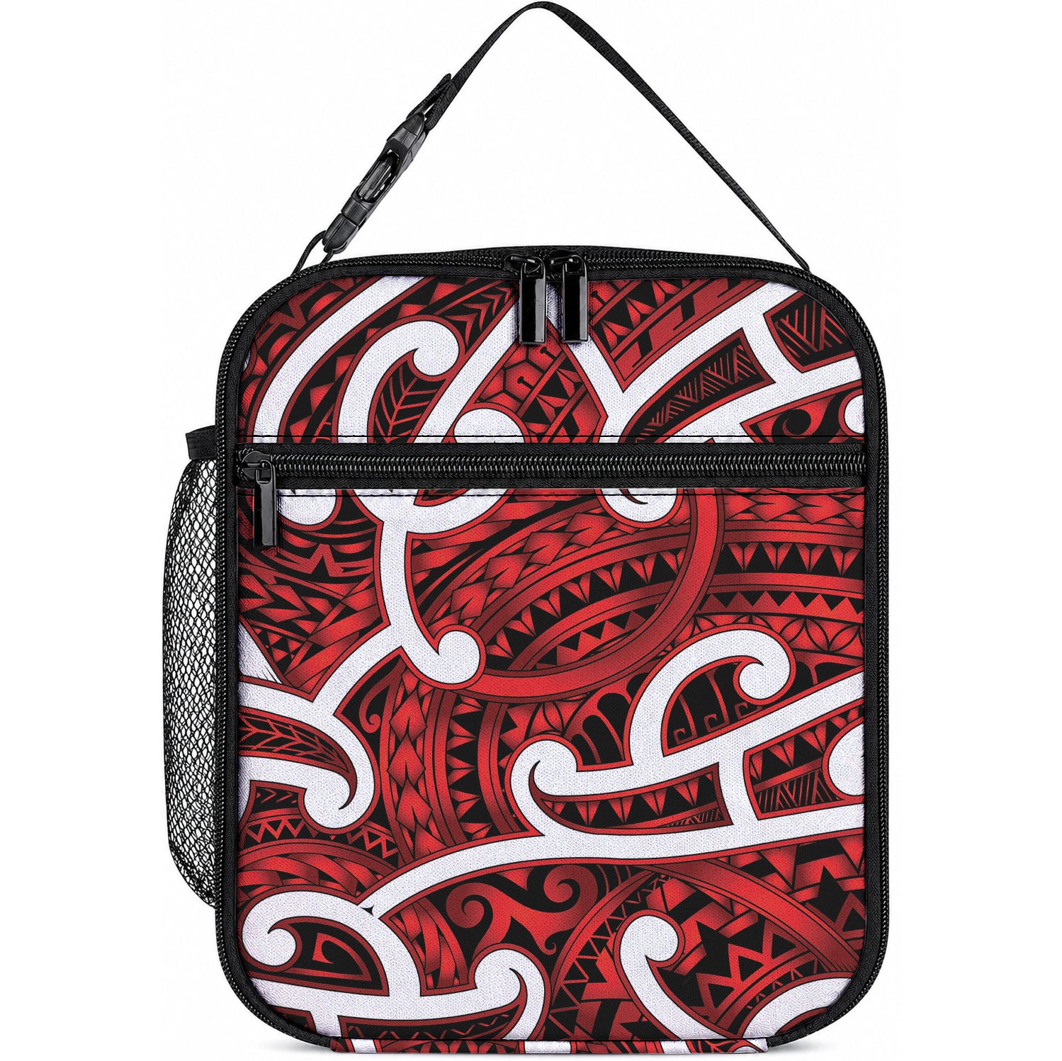 Aotearoa Maori Kowhaiwhai Lunch Bag Whero Puhoro and Patiki LT9 10.2 × 8.3 × 4.3 inch Red - Polynesian Pride