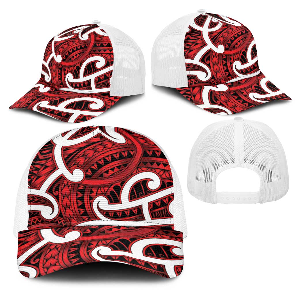 Aotearoa Maori Kowhaiwhai Mesh Trucker Cap Whero Puhoro and Patiki LT9 - Polynesian Pride