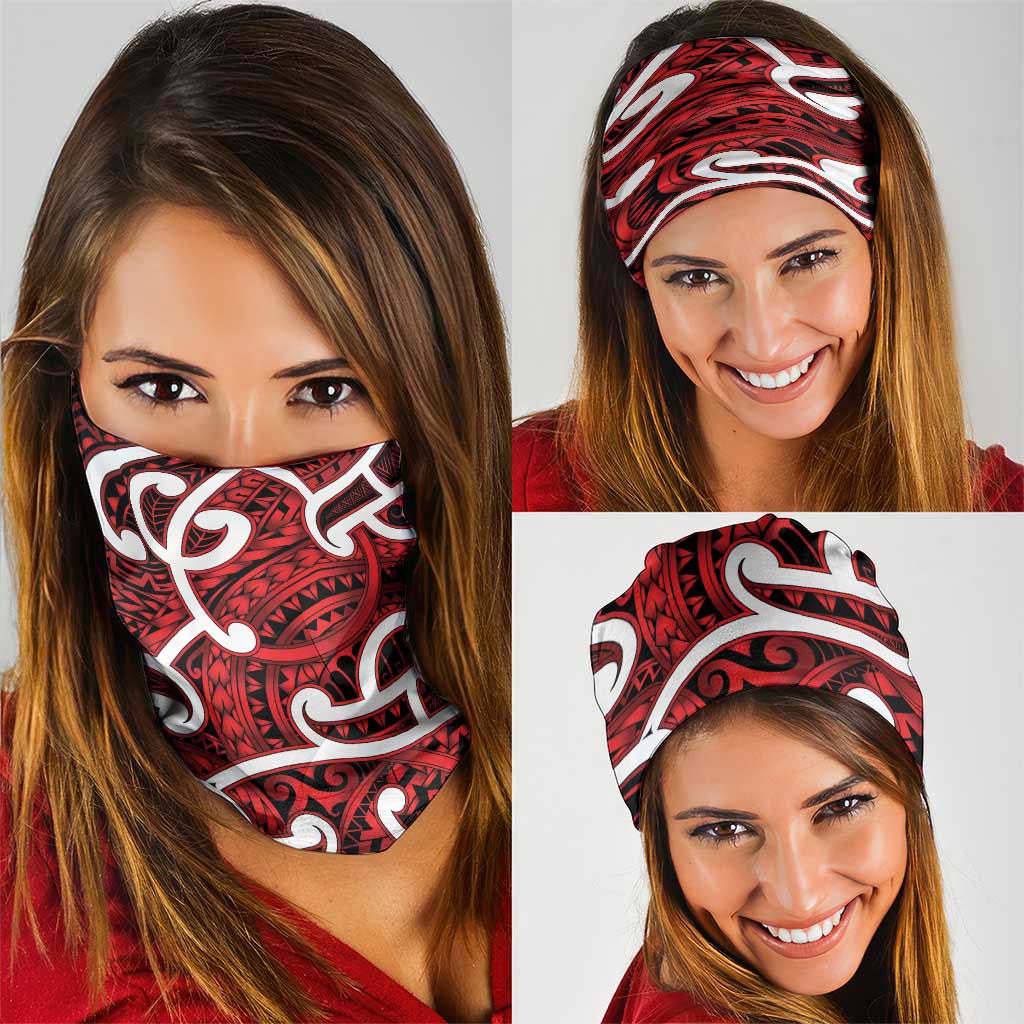 Aotearoa Maori Kowhaiwhai Neck Gaiter Whero Puhoro and Patiki LT9 - Polynesian Pride