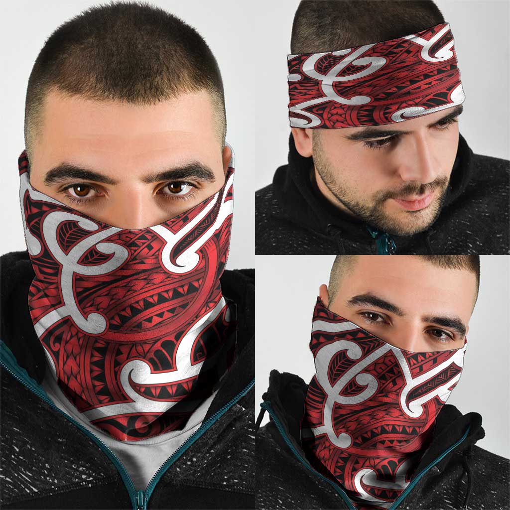 Aotearoa Maori Kowhaiwhai Neck Gaiter Whero Puhoro and Patiki LT9 - Polynesian Pride
