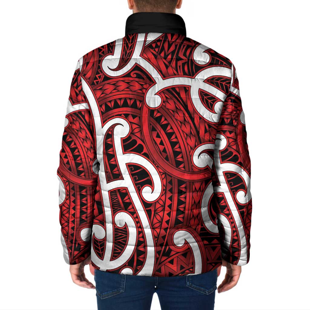 Aotearoa Maori Kowhaiwhai Padded Jacket Whero Puhoro and Patiki LT9 - Polynesian Pride