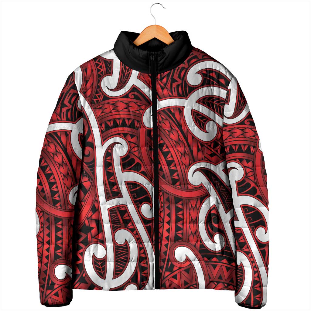 Aotearoa Maori Kowhaiwhai Padded Jacket Whero Puhoro and Patiki LT9 - Polynesian Pride