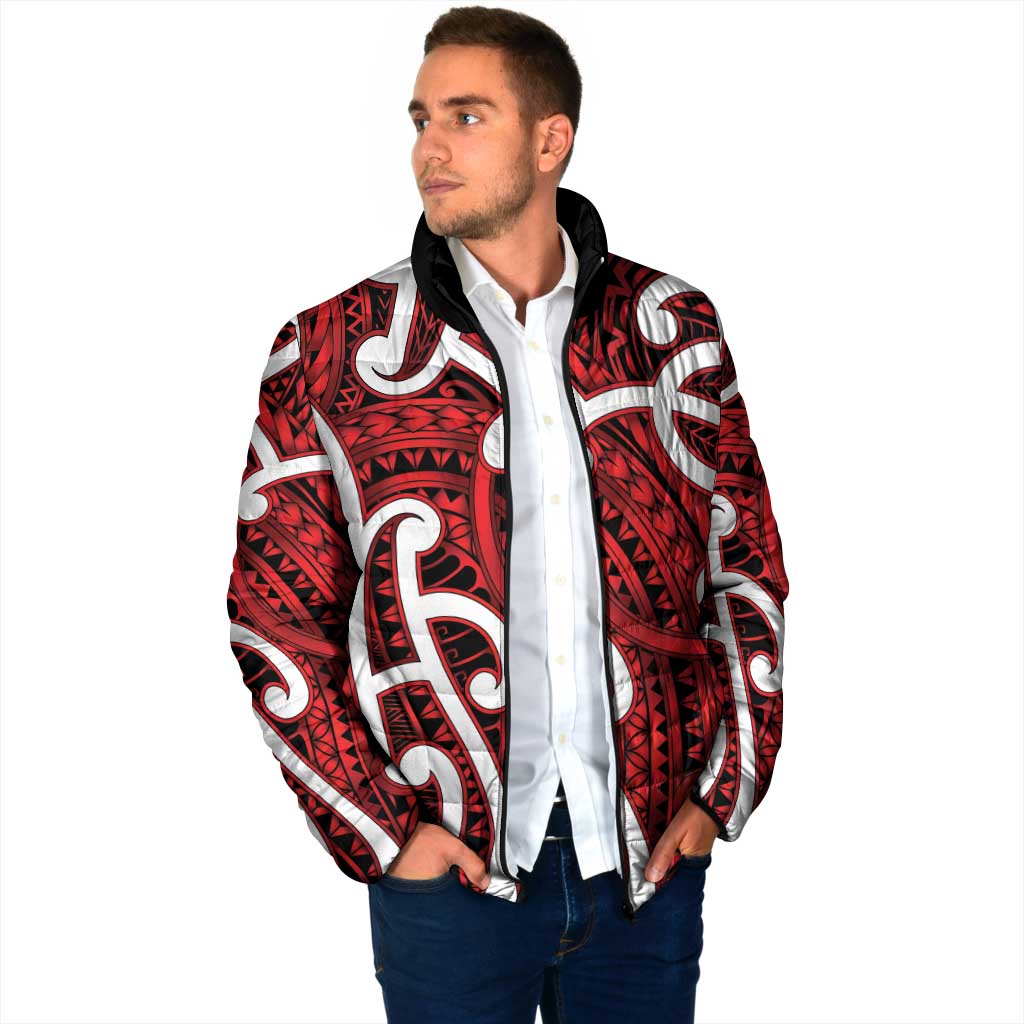 Aotearoa Maori Kowhaiwhai Padded Jacket Whero Puhoro and Patiki LT9 - Polynesian Pride