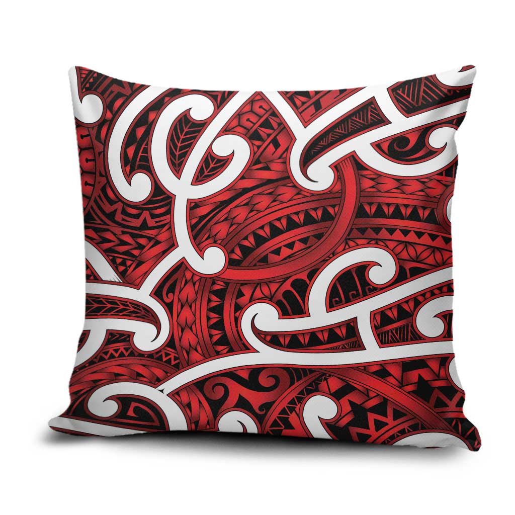Aotearoa Maori Kowhaiwhai Pillow Cover Whero Puhoro and Patiki LT9 Red - Polynesian Pride