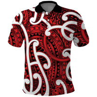 Aotearoa Maori Kowhaiwhai Polo Shirt Whero Puhoro and Patiki LT9 Red - Polynesian Pride