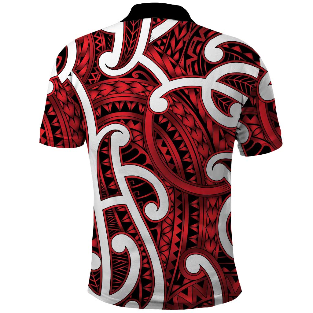 Aotearoa Maori Kowhaiwhai Polo Shirt Whero Puhoro and Patiki LT9 - Polynesian Pride