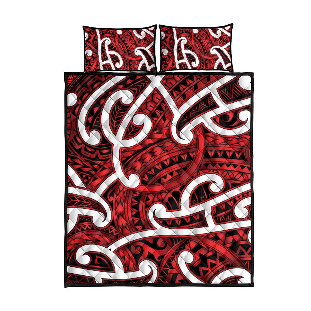 Aotearoa Maori Kowhaiwhai Quilt Bed Set Whero Puhoro and Patiki LT9 - Polynesian Pride