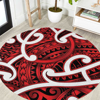 Aotearoa Maori Kowhaiwhai Round Carpet Whero Puhoro and Patiki LT9 Red - Polynesian Pride