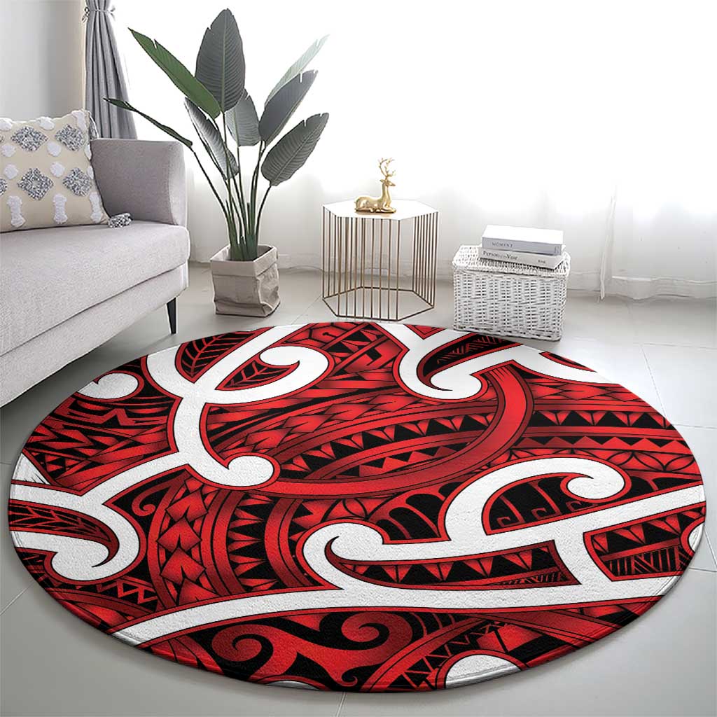 Aotearoa Maori Kowhaiwhai Round Carpet Whero Puhoro and Patiki LT9 - Polynesian Pride