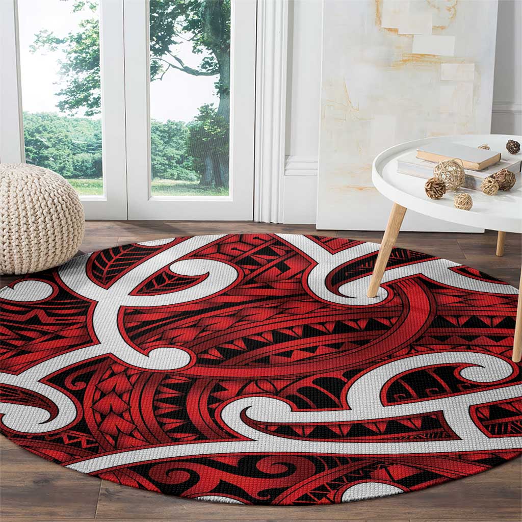 Aotearoa Maori Kowhaiwhai Round Carpet Whero Puhoro and Patiki LT9 - Polynesian Pride