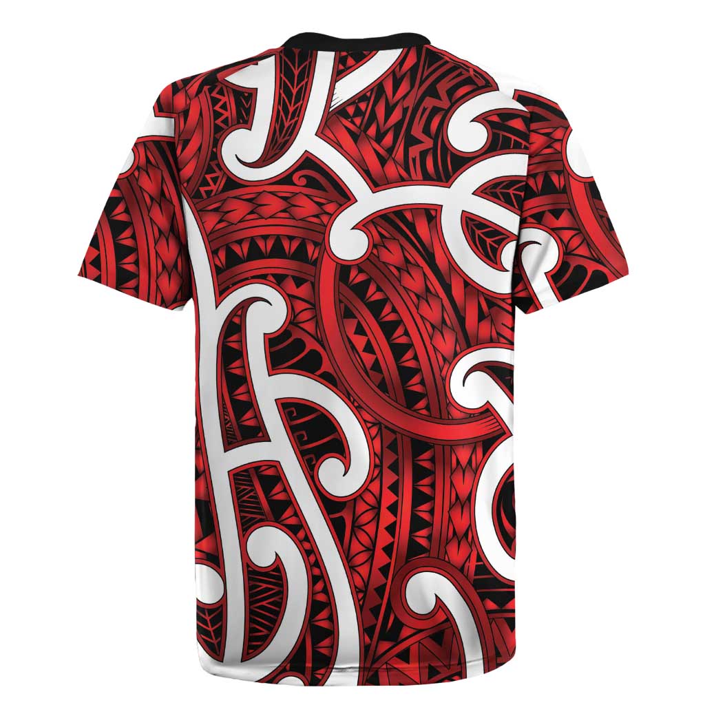 Aotearoa Maori Kowhaiwhai Rugby Jersey Whero Puhoro and Patiki LT9 - Polynesian Pride