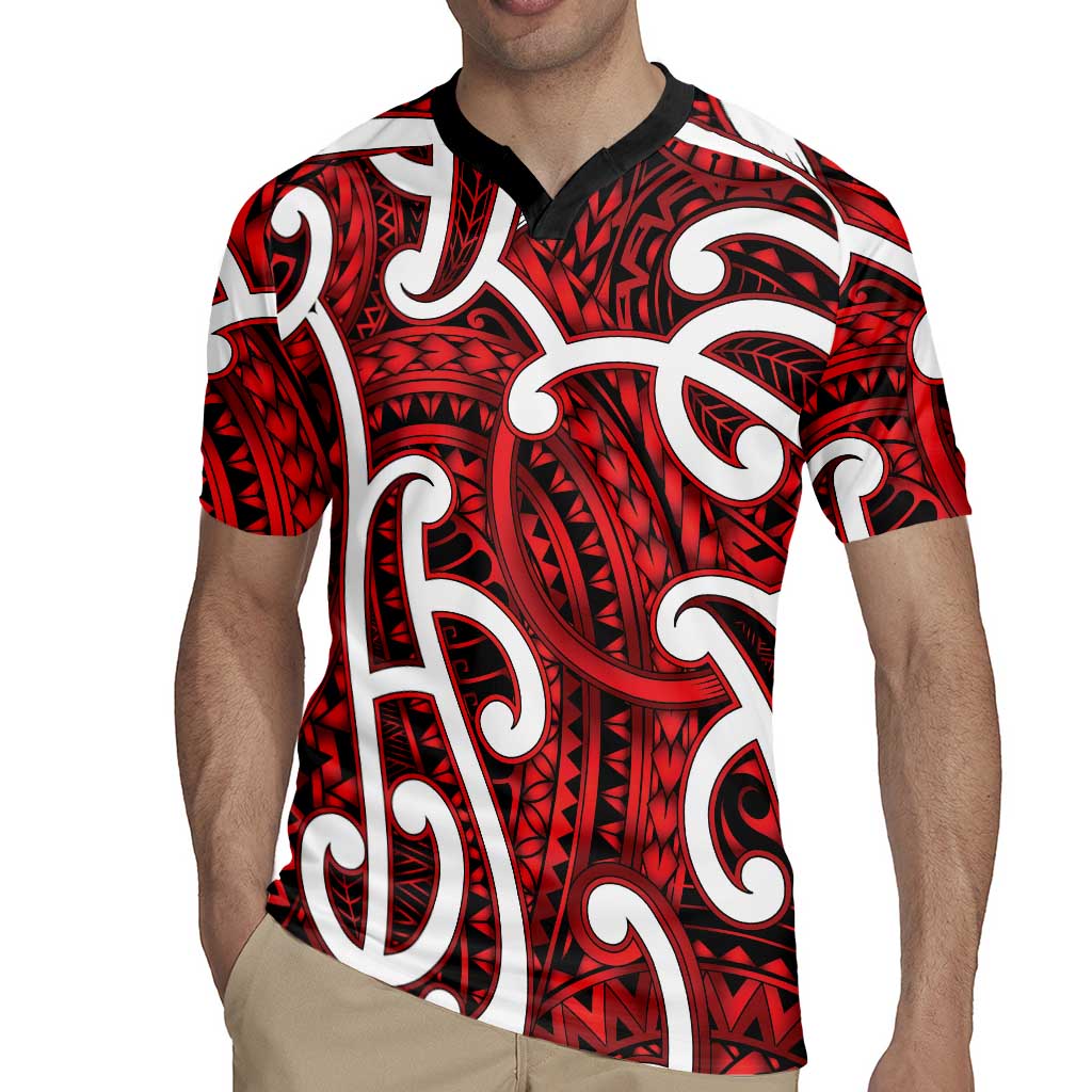 Aotearoa Maori Kowhaiwhai Rugby Jersey Whero Puhoro and Patiki LT9 - Polynesian Pride
