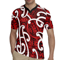 Aotearoa Maori Kowhaiwhai Rugby Jersey Whero Puhoro and Patiki LT9 - Polynesian Pride