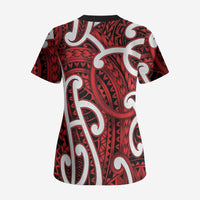 Aotearoa Maori Kowhaiwhai Scrub Top Whero Puhoro and Patiki LT9 - Polynesian Pride