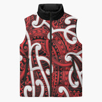 Aotearoa Maori Kowhaiwhai Sleeveless Puffer Jacket Whero Puhoro and Patiki LT9 Unisex Red - Polynesian Pride