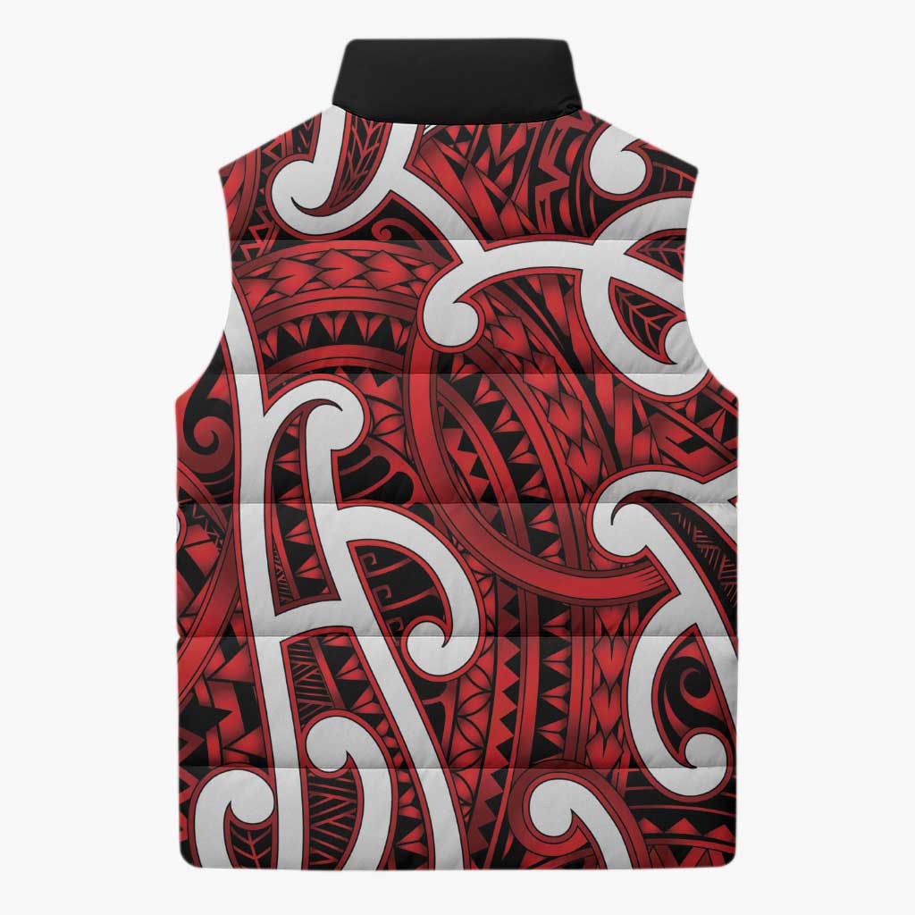 Aotearoa Maori Kowhaiwhai Sleeveless Puffer Jacket Whero Puhoro and Patiki LT9 - Polynesian Pride