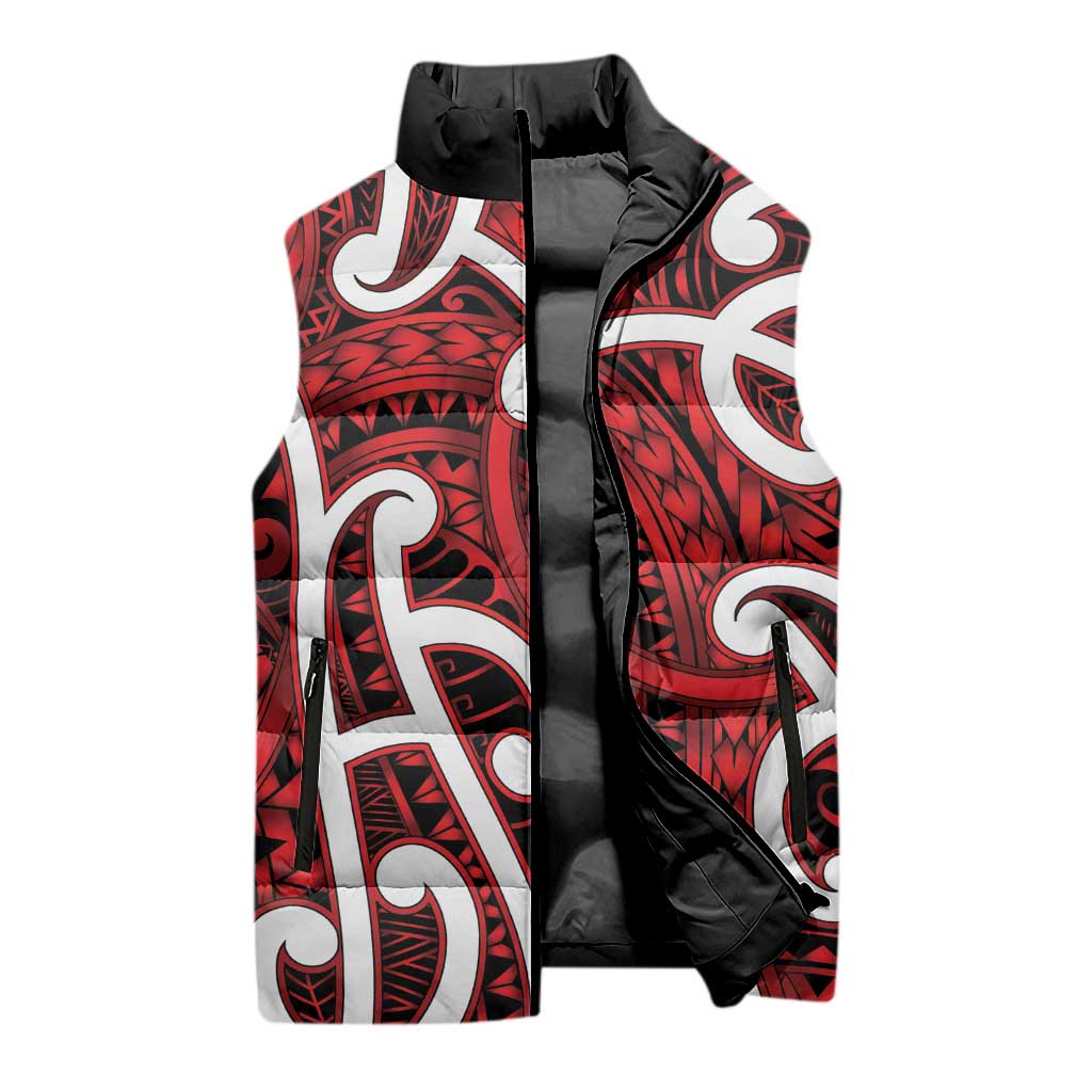Aotearoa Maori Kowhaiwhai Sleeveless Puffer Jacket Whero Puhoro and Patiki LT9 - Polynesian Pride