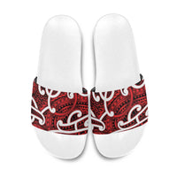 Aotearoa Maori Kowhaiwhai Slide Sandals Whero Puhoro and Patiki LT9 Red - Polynesian Pride