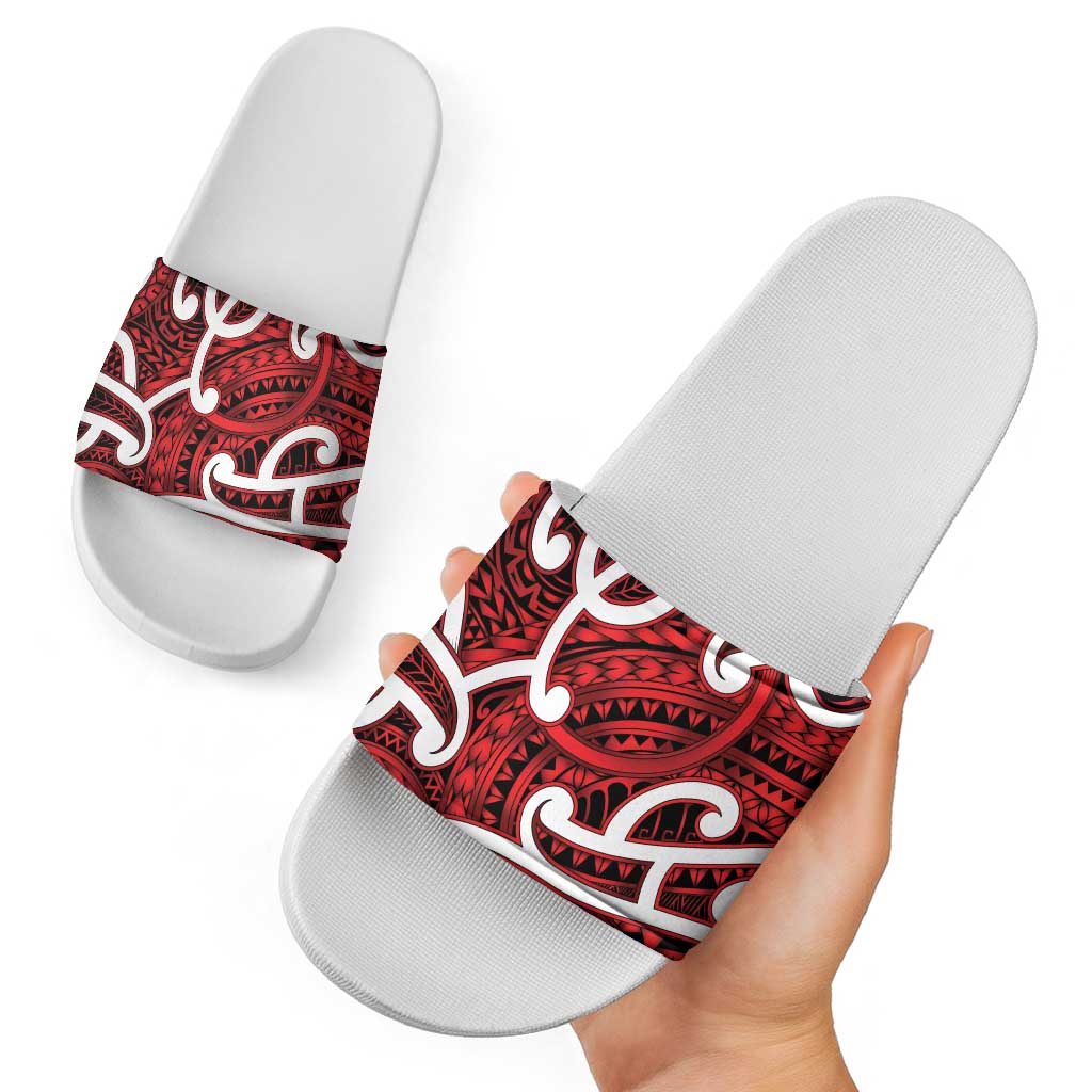 Aotearoa Maori Kowhaiwhai Slide Sandals Whero Puhoro and Patiki LT9 - Polynesian Pride