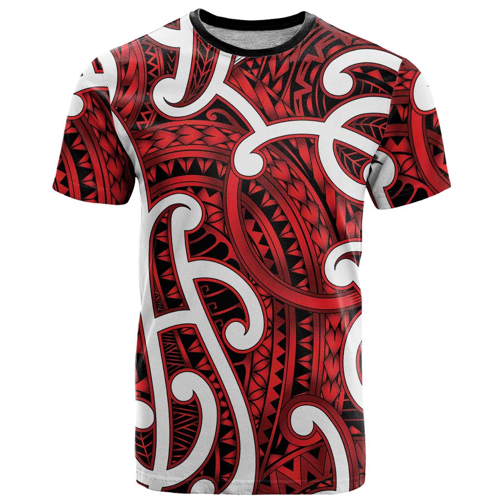 Aotearoa Maori Kowhaiwhai T Shirt Whero Puhoro and Patiki LT9 Red - Polynesian Pride