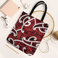 Aotearoa Maori Kowhaiwhai Tote Bag Whero Puhoro and Patiki LT9 Black Strap One Size Red - Polynesian Pride