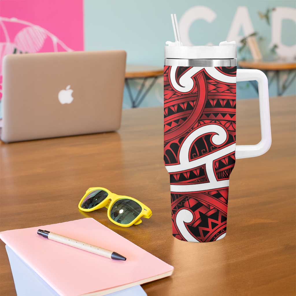 Aotearoa Maori Kowhaiwhai Tumbler With Handle Whero Puhoro and Patiki LT9 - Polynesian Pride