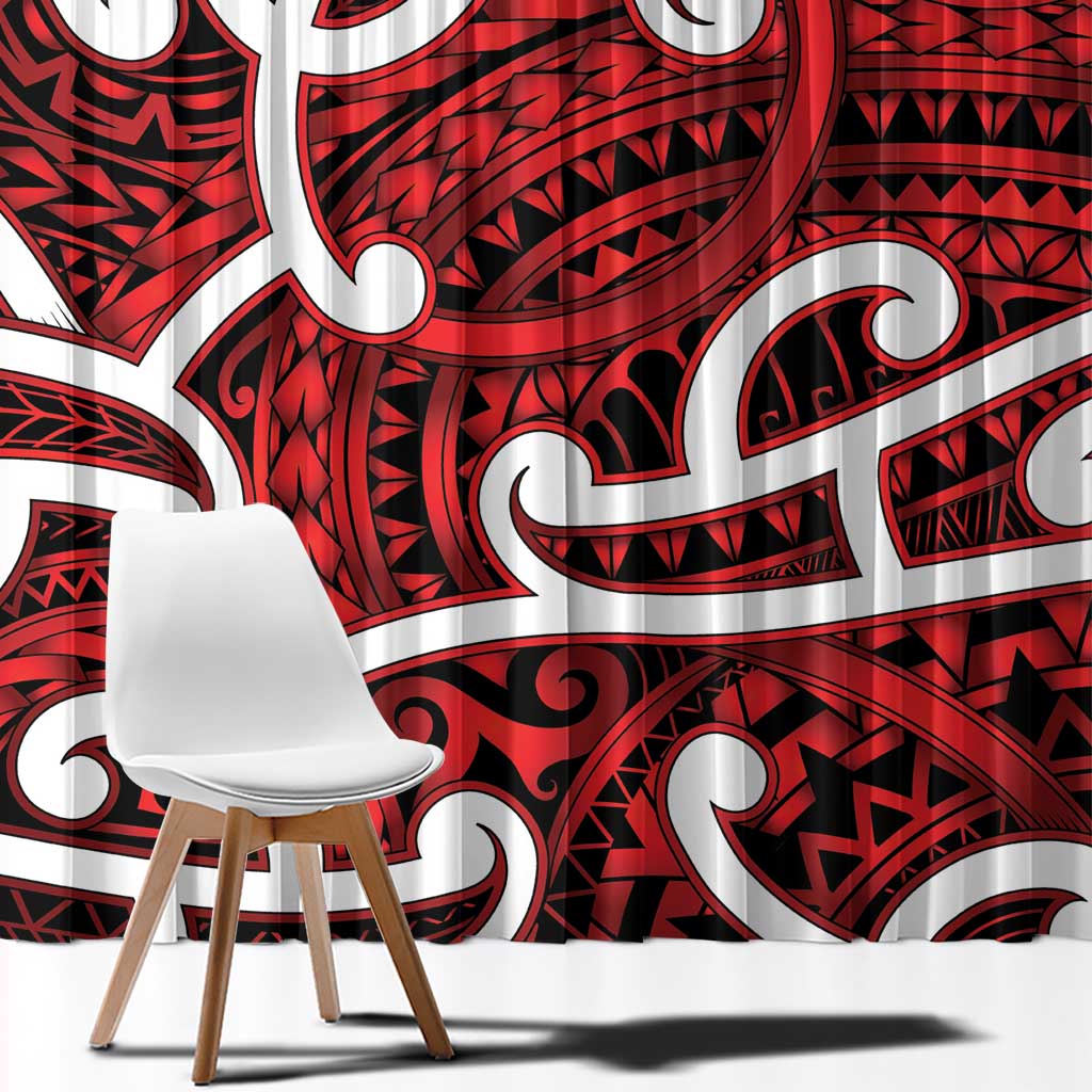 Aotearoa Maori Kowhaiwhai Window Curtain Whero Puhoro and Patiki LT9 - Polynesian Pride