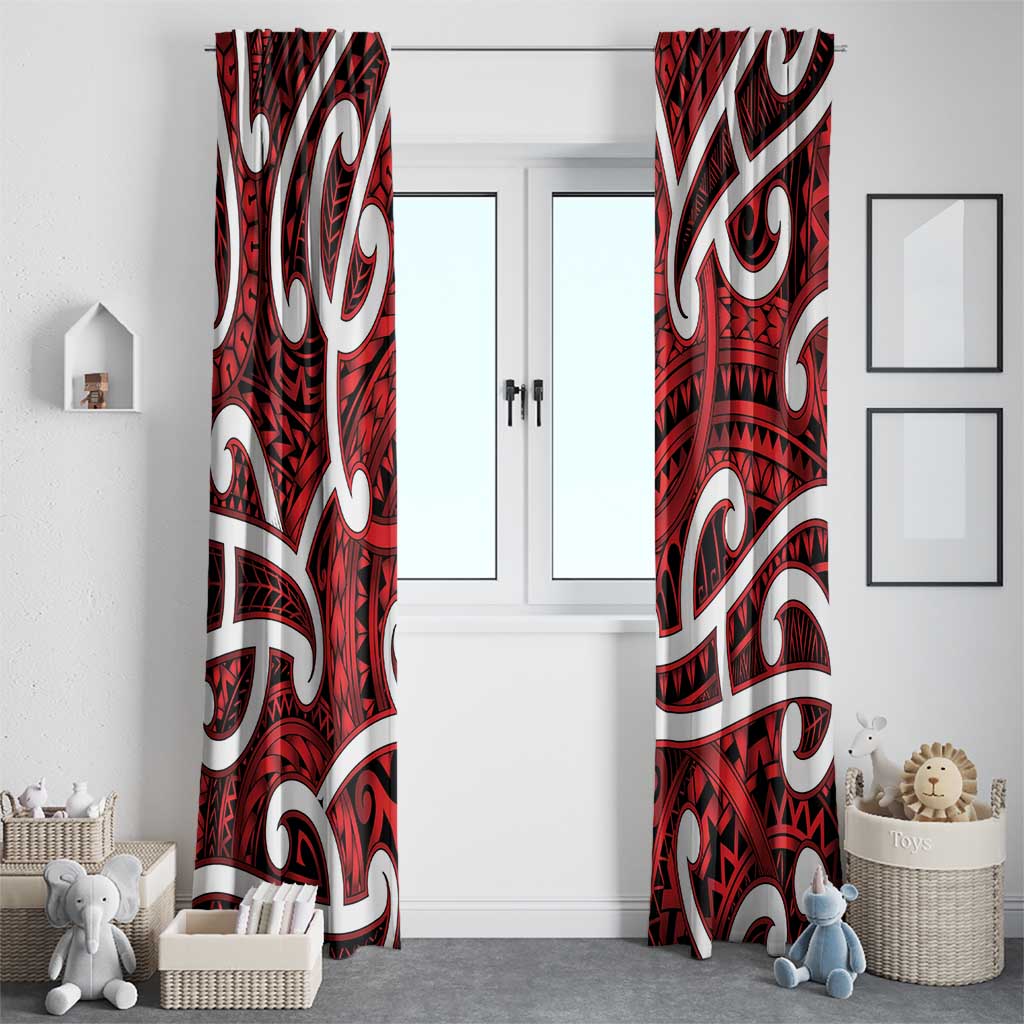 Aotearoa Maori Kowhaiwhai Window Curtain Whero Puhoro and Patiki LT9 - Polynesian Pride