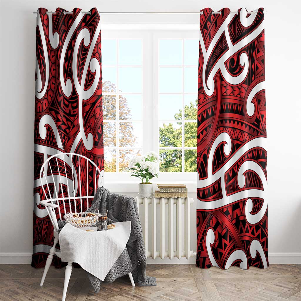 Aotearoa Maori Kowhaiwhai Window Curtain Whero Puhoro and Patiki LT9 - Polynesian Pride