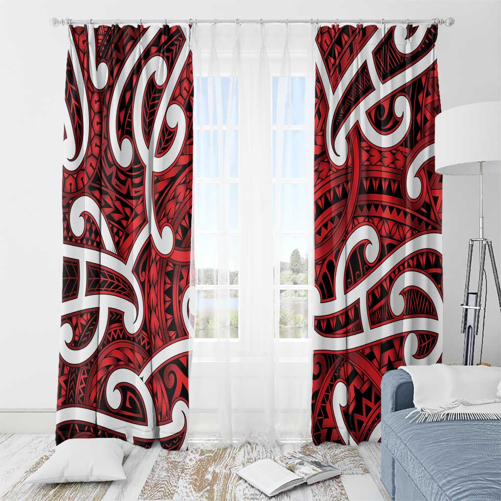 Aotearoa Maori Kowhaiwhai Window Curtain Whero Puhoro and Patiki LT9 - Polynesian Pride
