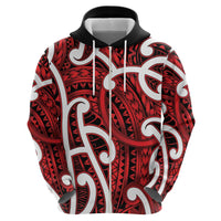 Aotearoa Maori Kowhaiwhai Zip Hoodie Whero Puhoro and Patiki
